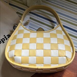 Coachtopia Yellow and White Checkered Ergo up crafted Leather Women's Bag